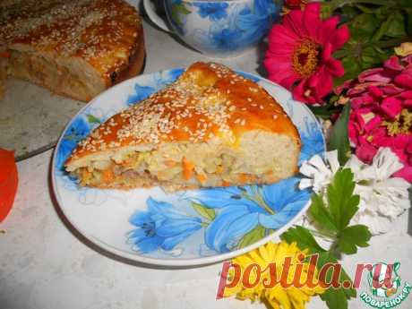 Капустный пирог с кунжутной посыпкой Кулинарный рецепт
