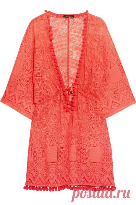 Pompom-embellished open-knit coverup | Roberto Cavalli | UK | THE OUTNET