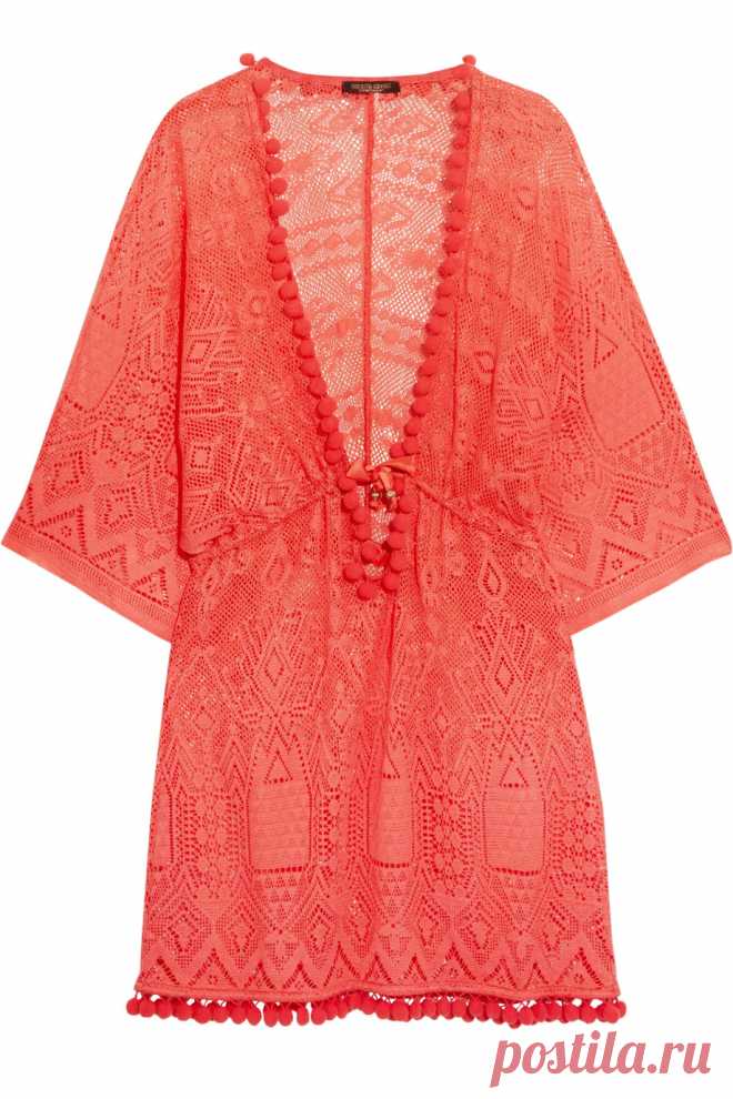 Pompom-embellished open-knit coverup | Roberto Cavalli | UK | THE OUTNET