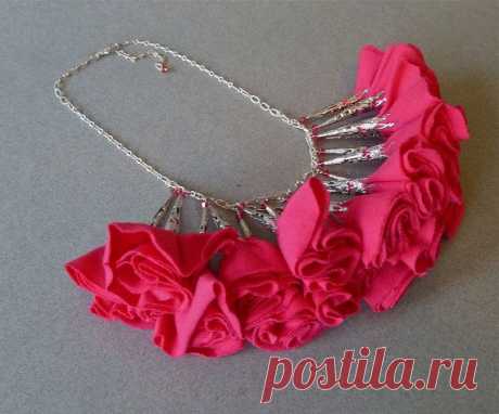 Bright Raspberry Red Fabric Flower Statement by DesignTheory
