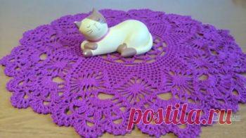 Ажурная салфетка связанная крючком. Схема вязания прилагается. Здравствуйте дорогие рукодельницы! Хочу представить вам свою новую ажурную салфетку 
