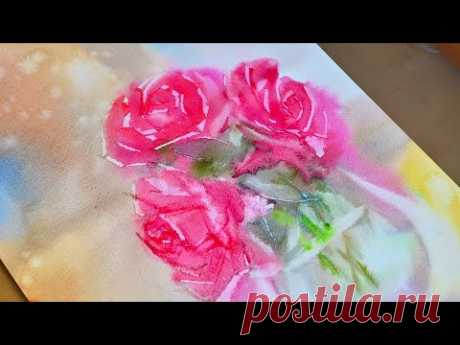 Роз много не бывает, картина акварелью ...