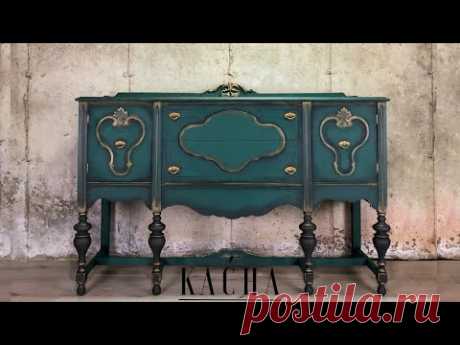 (426) Painting a Buffet In Green w Chalk Paint / Vintage Furniture Makeover - YouTube