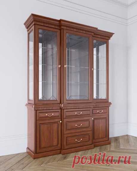 Шкаф витрина для кухни из массива дуба цвета терракот купить по цене 227 500 руб. в Москве — интернет магазин chudo-magazin.ru