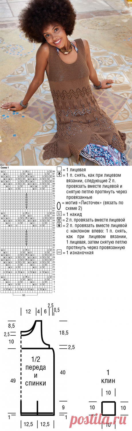 Туника с юбкой-годе - схема вязания спицами. Вяжем Туники на Verena.ru