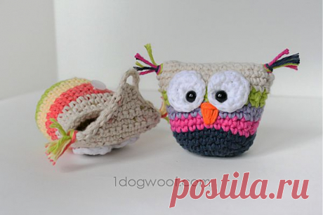 Crochet Owl Pouch with Pattern - One Dog Woof