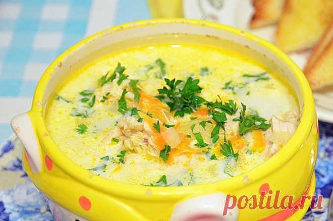 Сырный суп с гренками