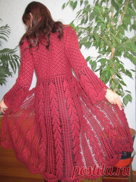 Бордовый кардиган узором «колосок»