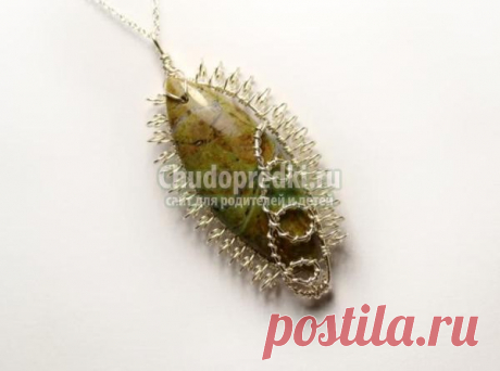 Кулон в технике wire wrap с жадеитом. Мастер-класс с пошаговыми фото