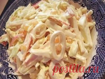 Три простых салатика с кальмарами 

1. Салат 