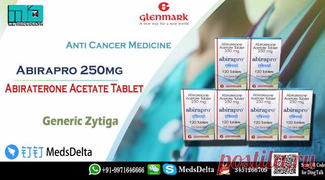 Abirapro Tablet 250mg Abiraterone available at MedsDelta Trusted medicine supplier providing Zytiga alternatives at wholesale price. Call/WhatsApp: +91–9971646666, QQ: 3451266709 for order Glenmark Abirapro online from MedsDelta anti cancer medicine supplier. Inquire us about the latest trade informations regarding Abiraterone Abirapro 250 mg at economical prices. MedsDelta supplier offering you Abirapro Tablet to countries including Austria, Bahrain, Bangladesh, Belgium, Bhutan, Canada, Denmark