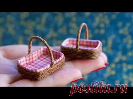 DIY Miniature Basket Tutorial | How to make Picnic Basket | Making miniature basket with thread