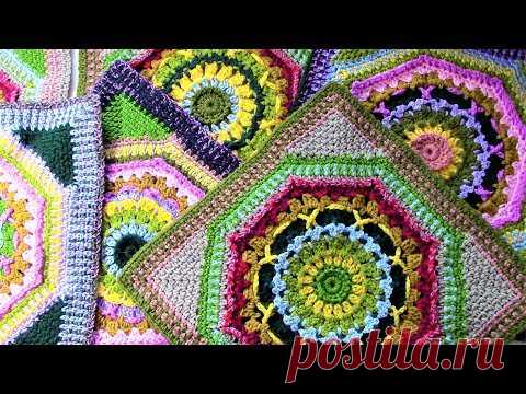 Мотив для пледа. Большой, разноцветный, выпуклый. Мастер-класс.