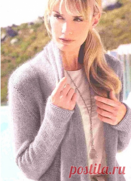 Мохеровый кардиган с шалевым воротником.