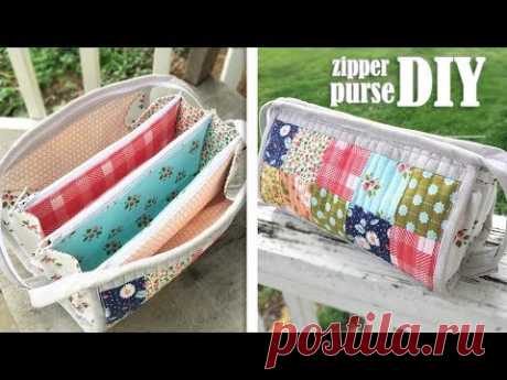 DIY TRIPLE ZIPPER POUCH BAG CUY & SEW // Popular Design Purse Bag Summer 2019