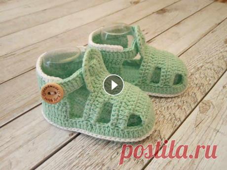 МК детские пинетки сандалики / baby booties crochet Детские пинетки сандалики вязаные крючком/ Hook № 1.5 ммСсылка на подошву: Ссылка на обзор пинеток: watch?v=o2zDcgVjJf0...