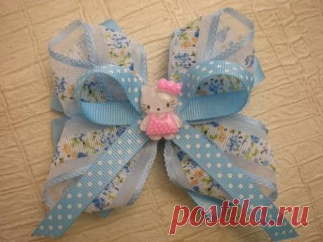 Заколка-  Бантик из Лент Своими руками. Канзаши./Tutorial/ /DIY /Kanzashi / Make Hair Bow