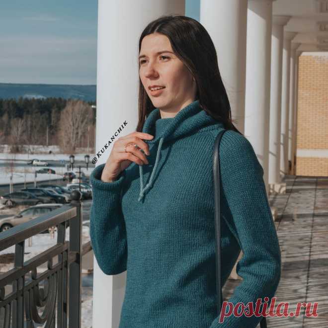 Описание вязания женского свитера-худи регланом спицами. Часть 1. | Ксения Kukanchik | Яндекс Дзен