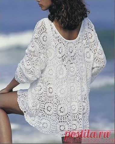Пляжная туника из мотивов. Схема мотива для вязания крючком | Домоводство для всей семьи
