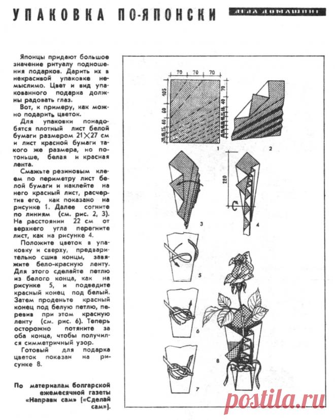 Упаковка по-японски для цветка