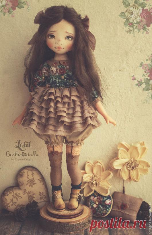 Купить Lolit - морская волна, изумрудный, нежность, текстильная кукла, авторская кукла, любовь, цветы