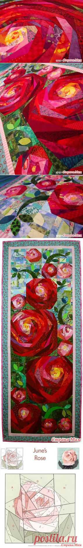 Панно "Розы" в технике Крэйзи - Лоскутное Шитьё - Страна Мам