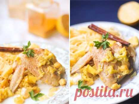 Нежнейшая курица, запеченная в сливках с тыквой