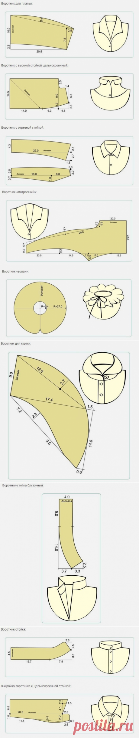 Выкройки схемы воротников (Шитье и крой) | Журнал Вдохновение Рукодельницы