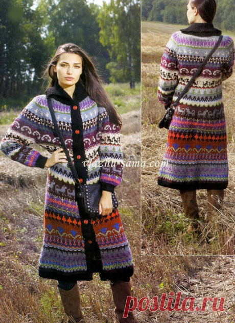 Жаккардовое пальто реглан