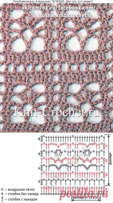 Ажурный узор крючком. - Узоры для вязания крючком - Вязание крючком - Каталог статей - Вязание спицами и крючком