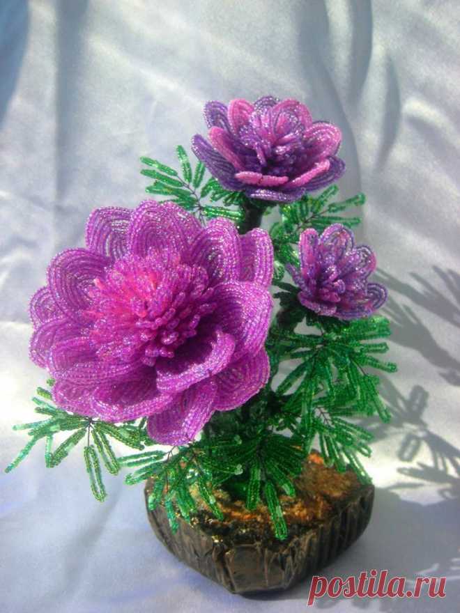 (336) Древовидный пион (цветок из бисера) | Seed beads - Flowers & Leaves