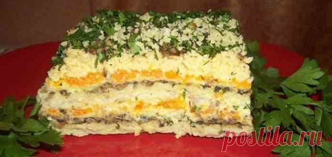 Закусочный селедочный торт на вафельных коржах