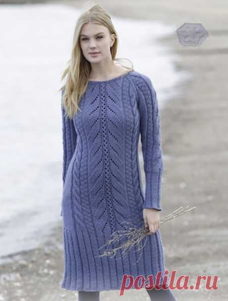 Женственное платье с ажурным и рельефным узором

Размеры
S — M — L — XL — XXL — XXXL

Материалы
Пряжа DROPS NEPAL (65% шерсть, 35% альпака, 50 г/75 м) 16-18-20-22-24-26 мотков, спицы круговые и чулочные 4.5 мм и 5.5 мм

Плотность вязания
16 петель и 20 кругов = 10х10 см лицевой гладью на спицах 5.5 мм

Описание платья спицами для женщин
Реглан: выполнять прибавления с каждой стороны от А.1 между деталями переда, спинки и рукавов, в след. кругу накиды вязать лиц. скрещ. пет...