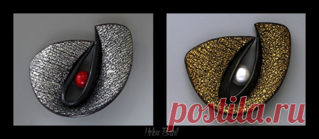Shapes Variations Here's another couple of pendants I made for my upcoming trunk show. The design is a variation from my Shapes book. I've been experimenting with these "collars" framing the opening and liking the effect. A simple textured metal leaf surface treatment gives it some bling!