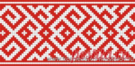 русские узоры в вязаной -шарф