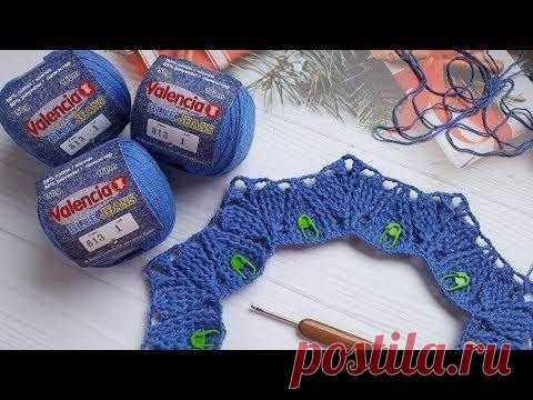 Джемпер "Листья" крючком. Круглая кокетка. Часть 3. Кокетка 8-11 ряды.
