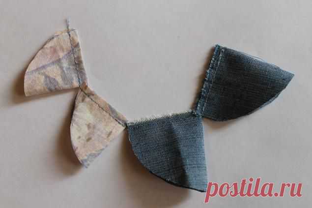 Цветок на сумку из джинсы и хлопка - Ярмарка Мастеров - ручная работа, handmade