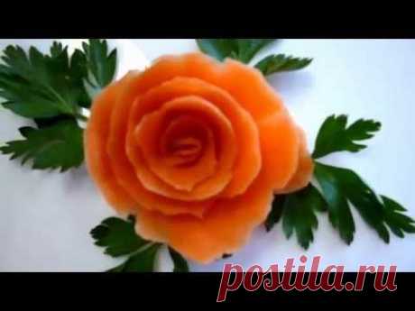 Роза из моркови! Украшения из моркови. Decoration of carrots. Flowers of carrots - YouTube