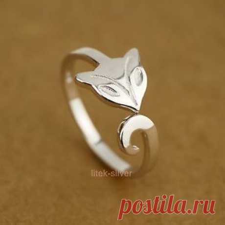 925 Sterling Silver Lovely Fox Animal Open Adjustable Ring Size L 1 2 A3365 | eBay