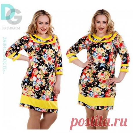 Платье Свидание бат.р.50.52.54.56.Ткань-Лён натуральный стрейчевый,приятный к телу, Цвет-джинс,т.синий,ментол окантовка желтая !!!