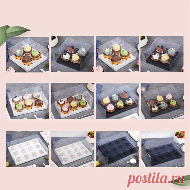Прозрачные акриловые коробки для кексов, 4 шт. | AliExpress