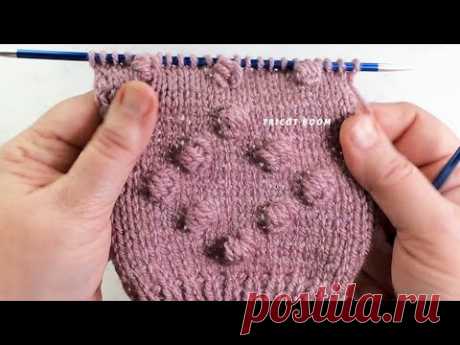 Пузырьки, альтернативное выполнение шишечек. Вязание спицами. Raised dot knitting.