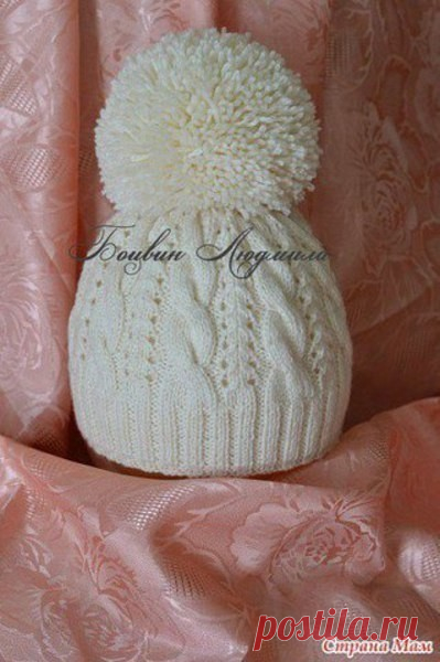 Двойная шапочка с помпоном (Вязание спицами) | Журнал Вдохновение Рукодельницы