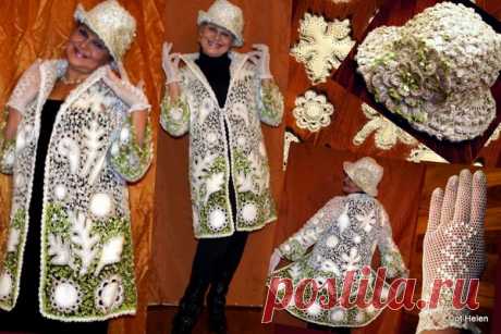 Необычное пальто из кожи и кружева - ай да мастерица!