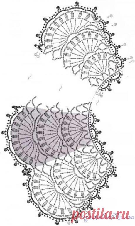 Воротник крючком «Японские веера»