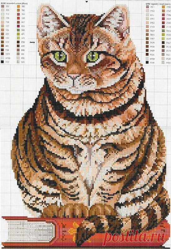 Рыжие коты и кошки. Вышивка. Подборка