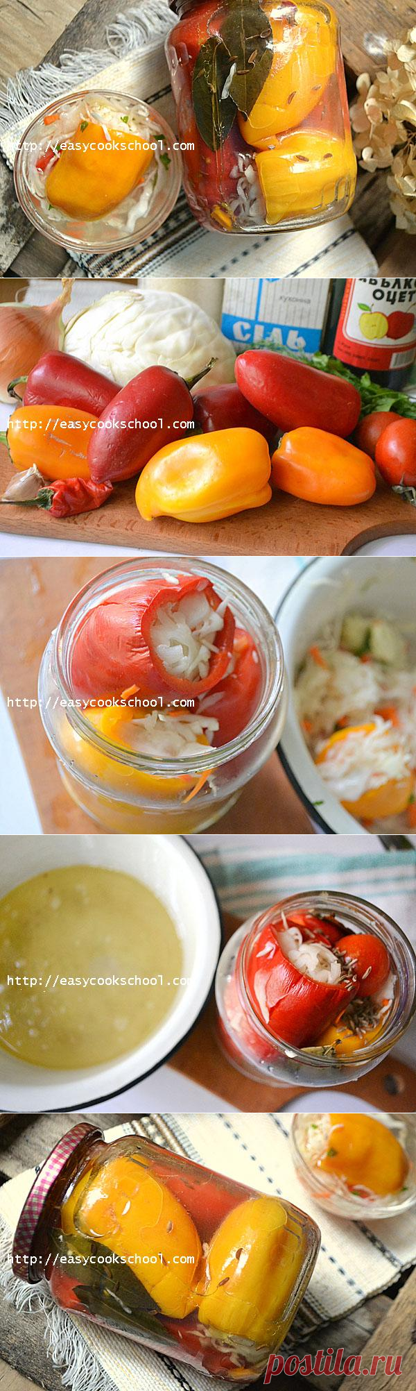 Перец фаршированный капустой и морковью на зиму | Легкие рецепты