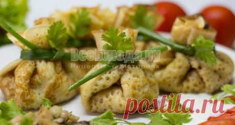 Рецепт блинов с грибами в мешочках - пошаговые  | Все Блюда