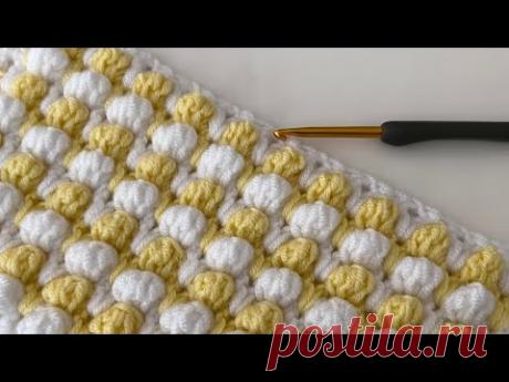 Супер легкое быстрое детское одеяло крючком / Узор крючком / Как вязать "Попкорн"