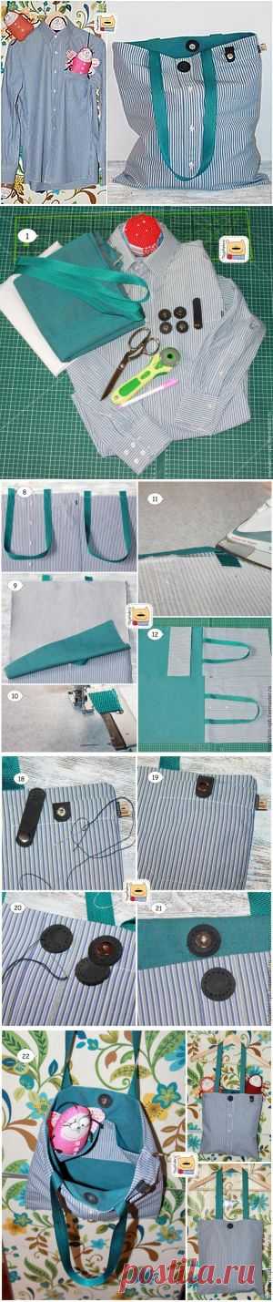Шьем сумку-авоську из любимой рубашки - Ярмарка Мастеров - ручная работа, handmade